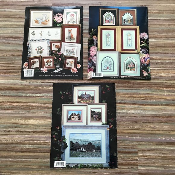 Cross My Heart 3 Cross Stitch Pattern Books Country Cottage Church Manor Red Fox - Picture 4 of 4